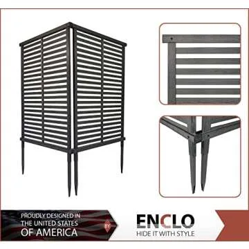Enclo Privacy Screens EC18013 4.5ft H x 3ft W No Dig Charcoal Color Alpine WoodTek Vinyl Privacy Fen...