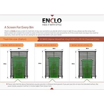 Enclo Privacy Screens EC18013 4.5ft H x 3ft W No Dig Charcoal Color Alpine WoodTek Vinyl Privacy Fence Screen Kit, 2 Panels