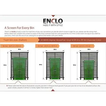 Enclo Privacy Screens EC18013 4.5ft H x 3ft W No Dig Charcoal Color Alpine WoodTek Vinyl Privacy Fence Screen Kit, 2 Panels