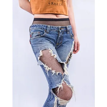 akiido Fishnet Stockings Fishnet Tights Thigh High Stockings Pantyhose High Waist Tights