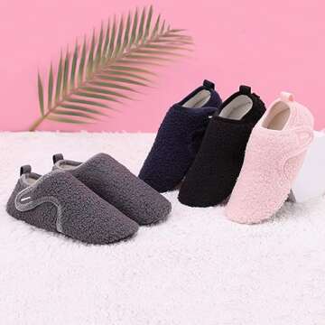 Heiiwarm Boys Toddler Girls Slippers Barefoot House Shoes Winter Warm House Slippers Cozy Lightweight Non-Slip Bedroom Indoor Socks Navy Toddler 10-11