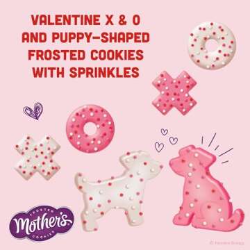 MOTHER'S Limited Batch Puppy Love Frosted Cookies 30 count box of 0.5oz bags, Valentine's Classroom Exchange - 15oz / 425g