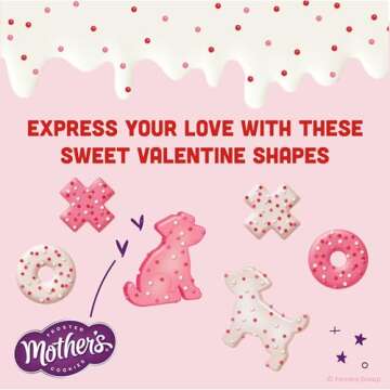 MOTHER'S Limited Batch Puppy Love Frosted Cookies 30 count box of 0.5oz bags, Valentine's Classroom Exchange - 15oz / 425g