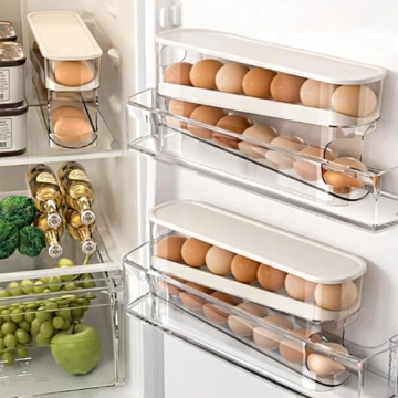Compact Auto Rolling Fridge Egg Organizer for Efficient Storage