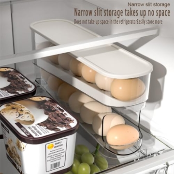 Compact Auto Rolling Fridge Egg Organizer for Efficient Storage