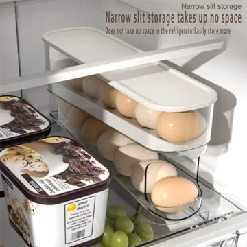 Compact Auto Rolling Fridge Egg Organizer for Efficient Storage
