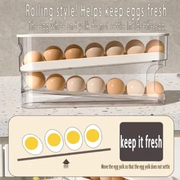 Compact Auto Rolling Fridge Egg Organizer for Efficient Storage