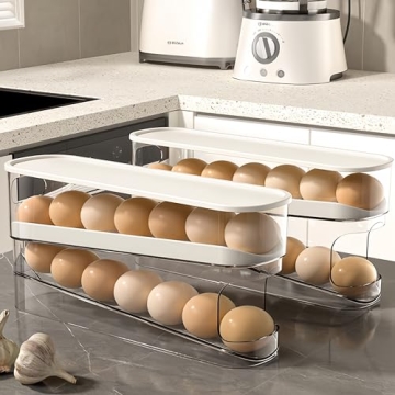 Compact Auto Rolling Fridge Egg Organizer for Efficient Storage