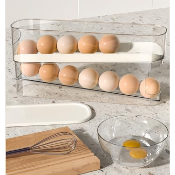Compact Auto Rolling Fridge Egg Organizer for Efficient Storage