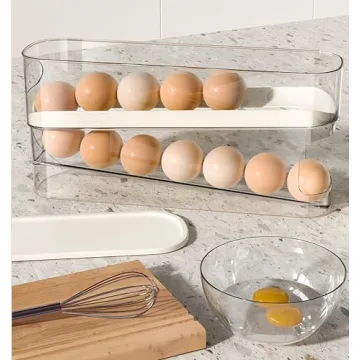 Compact Auto Rolling Fridge Egg Organizer for Efficient Storage
