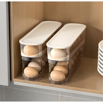 Compact Auto Rolling Fridge Egg Organizer for Efficient Storage