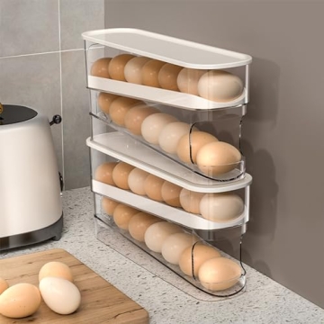 Compact Auto Rolling Fridge Egg Organizer for Efficient Storage