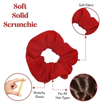 Stylish Solid Red Scrunchies Set for All Hair Types 70%