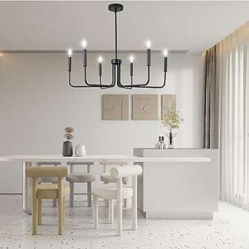YICILOVE Black Farmhouse Chandelier: Stylish 6-Light Fixture