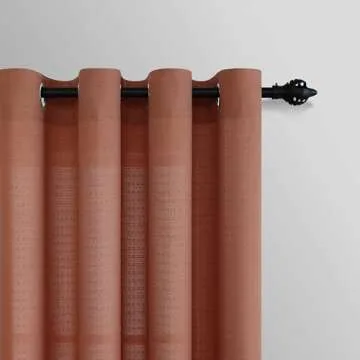 KOUFALL Terracotta Rust Colored Boho Curtains for Living Room Bedroom 84 Inches Long Grommet Faux Linen Light Filtering Semi Sheer Drapes 84 Inch Length 2 Panels Set 7FT