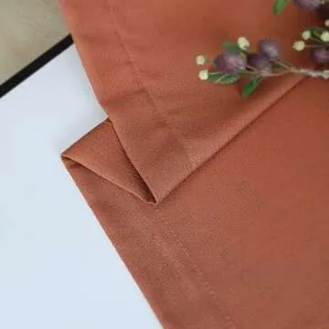 KOUFALL Terracotta Rust Colored Boho Curtains for Living Room Bedroom 84 Inches Long Grommet Faux Linen Light Filtering Semi Sheer Drapes 84 Inch Length 2 Panels Set 7FT