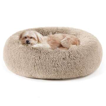 Calming Dog Bed & Cat Bed, Anti-Anxiety Donut Cuddler Warming Cozy Soft Round Bed, Fluffy Faux Fur Plush Cushion bed for Small Medium Dogs and Cats (20"/24"/27"/30")