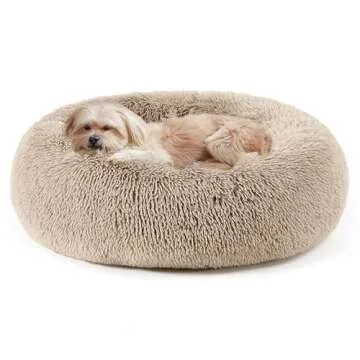 Calming Dog Bed & Cat Bed, Anti-Anxiety Donut Cuddler Warming Cozy Soft Round Bed, Fluffy Faux Fur Plush Cushion bed for Small Medium Dogs and Cats (20"/24"/27"/30")