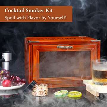 Cocktail Smoker Kit with Smoking Gun & Cocktail Smoker Box - Whiskey Smoker Kit with Wood Chips (App...
