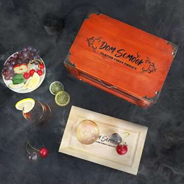 Cocktail Smoker Kit with Smoking Gun & Cocktail Smoker Box - Whiskey Smoker Kit with Wood Chips (Apple & Cherry) - Old Fashioned Bourbon Drink Smoker Kit