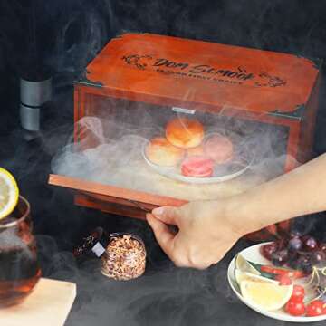 Cocktail Smoker Kit with Smoking Gun & Cocktail Smoker Box - Whiskey Smoker Kit with Wood Chips (Apple & Cherry) - Old Fashioned Bourbon Drink Smoker Kit