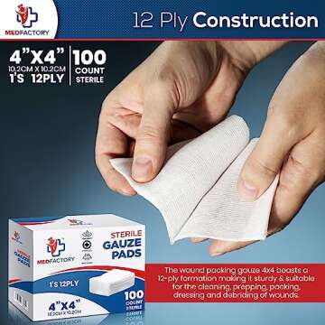 Medfactory 100-Pack Sterile 4x4 Gauze Pads for Wound Care