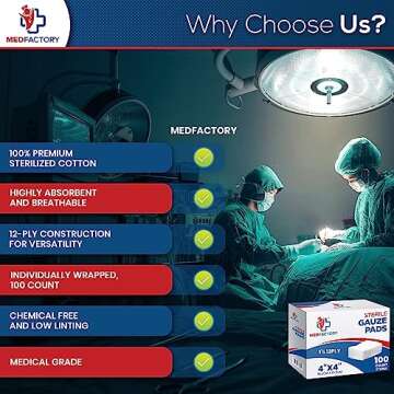 Medfactory 100-Pack Sterile 4x4 Gauze Pads for Wound Care
