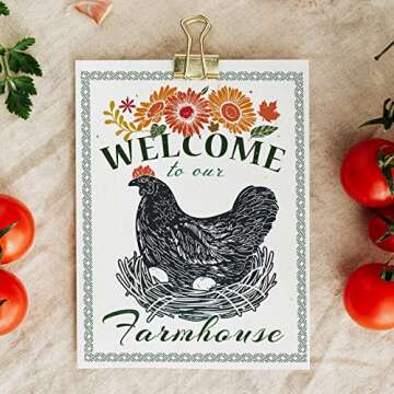 OLYCRAFT 2Pcs Farmhouse Self-Adhesive Silk Screen Printing Stencil Reusable Hen Mesh Stencils for DIY Home Decor T-Shirt Pillow Fabric Bags - 11x8.6 Inch