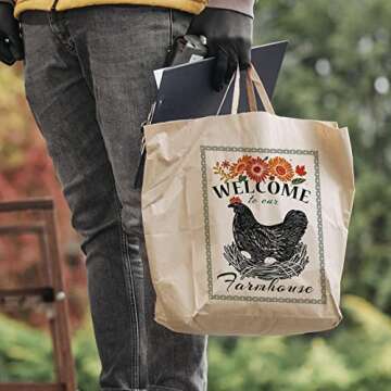 OLYCRAFT 2Pcs Farmhouse Self-Adhesive Silk Screen Printing Stencil Reusable Hen Mesh Stencils for DIY Home Decor T-Shirt Pillow Fabric Bags - 11x8.6 Inch