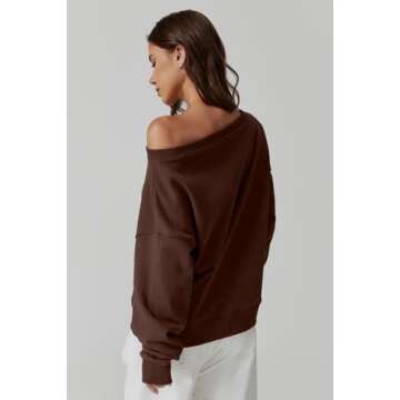 Stylish QINSEN Women's Off-Shoulder Oversized Sweatshirt