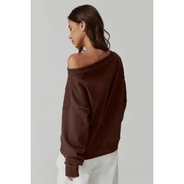 Stylish QINSEN Women's Off-Shoulder Oversized Sweatshirt