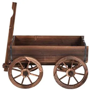 Giantex Wood Wagon Planter - Durable & Charming