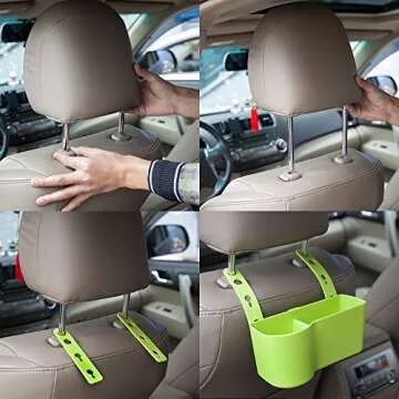 Car Headrest Seat Back Organizer Cup Holder Drink Pocket Food Tray Universal Liberate Your Hands. for a More Convenient Time in Your Car(Black)