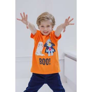 Bluey Bingo Halloween Big Girl Boy Kids T-Shirt Orange / 10-12