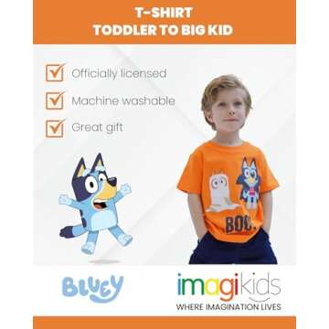 Bluey Bingo Halloween Big Girl Boy Kids T-Shirt Orange / 10-12