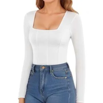 MANGOPOP Square Neck Bodysuit for Women - Stylish & Comfortable