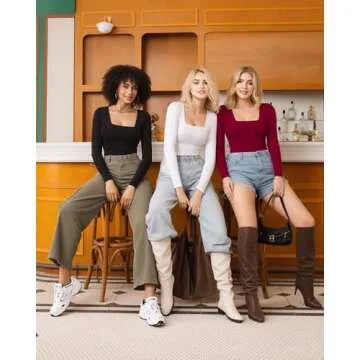 MANGOPOP Square Neck Bodysuit for Women - Stylish & Comfortable