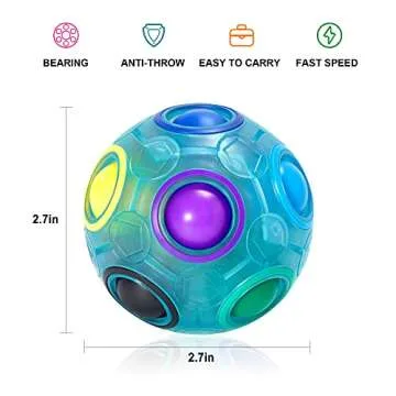Vdealen Magic Rainbow Puzzle Ball, Fidget Ball Puzzle Brain Teaser Fidget Toy for Boys & Girls- Birt...