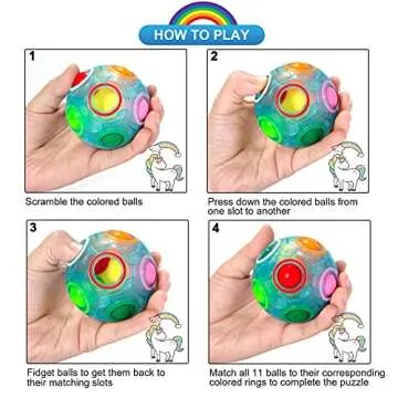 Vdealen Magic Rainbow Puzzle Ball, Fidget Ball Puzzle Brain Teaser Fidget Toy for Boys & Girls- Birthday Party Easter Valentines Day Christmas Stocking Stuffers for Kids Teen & Adults(Blue)