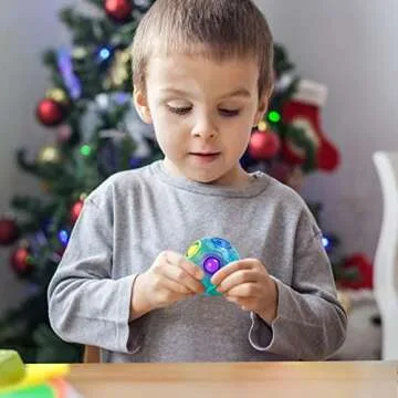 Vdealen Magic Rainbow Puzzle Ball, Fidget Ball Puzzle Brain Teaser Fidget Toy for Boys & Girls- Birthday Party Easter Valentines Day Christmas Stocking Stuffers for Kids Teen & Adults(Blue)