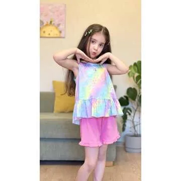 Arshiner Girls 2-Piece Summer Outfit Sleeveless Ruffle Hem Top and Elastic Waist Shorts Pink Leopard Print Size 2T