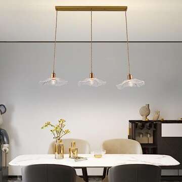 DYNAMI Modern Minimalist Style Pendant Light,3-Light Metal Chandeliers Lotus Leaf Creative Ceiling L...