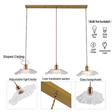 DYNAMI Modern Minimalist Style Pendant Light,3-Light Metal Chandeliers Lotus Leaf Creative Ceiling Lighting Fixture,Linear Barn Hanging Pendant Lighting for Living Room Kitchen Island Farmhouse