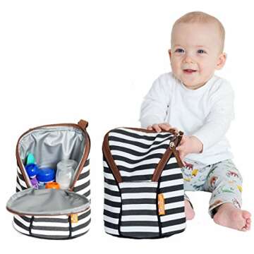 Kidthingz Double Bottle Bag Insulated- Easy to Take Anywhere Color Fast Treated, Looks Great for Baby Formula, Breast Milk, Sports Drink - Water Bottle Holder