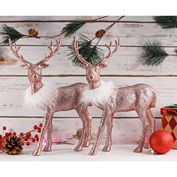 Ornativity Rose Glitter Deer for Holiday Home Decor