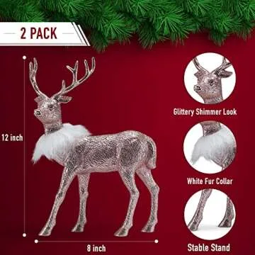 Ornativity Rose Glitter Deer for Holiday Home Decor