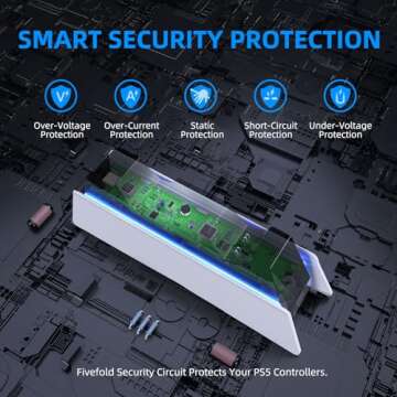 PS5 Controller Charger, PS5 Controller Charging Station Dock, Fast Dual Charging for Dualsense, PlayStation 5 Controller with Wireless Controller Accessories, Blue LED ON/Off Automatically afbptek