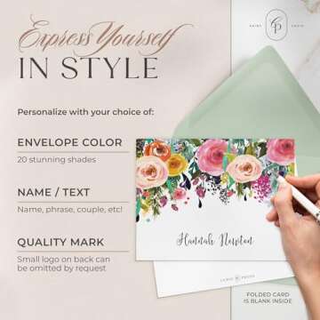 Curio Press Personalized Floral Note Cards and Envelopes