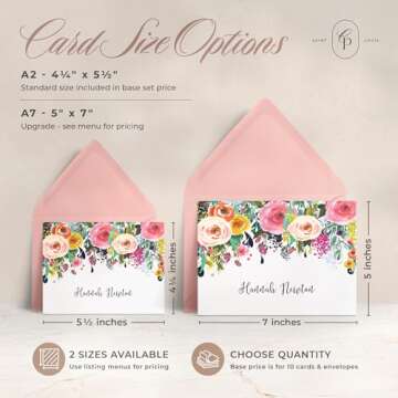 Curio Press Personalized Floral Note Cards and Envelopes