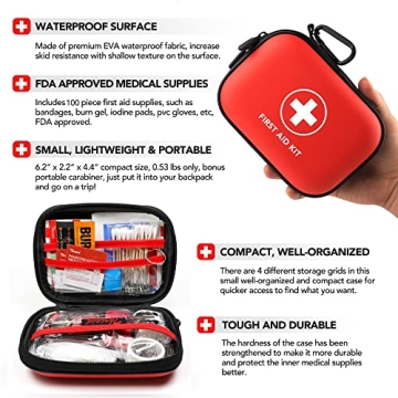 100-Piece Waterproof Mini First Aid Kit for Travel & Outdoor